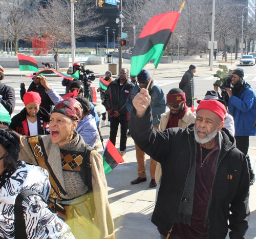 Black History Month African flag raising at Cleveland City Hall