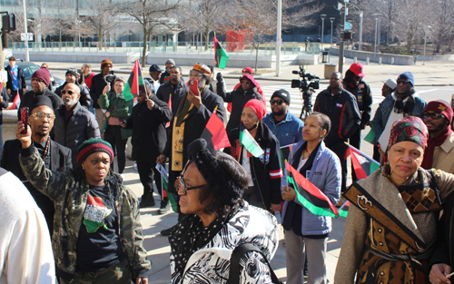 Black History Month African flag raising at Cleveland City Hall