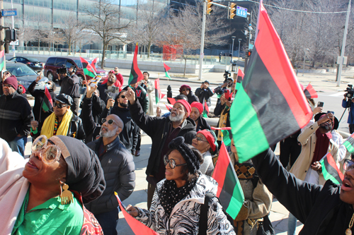 Black History Month African flag raising at Cleveland City Hall