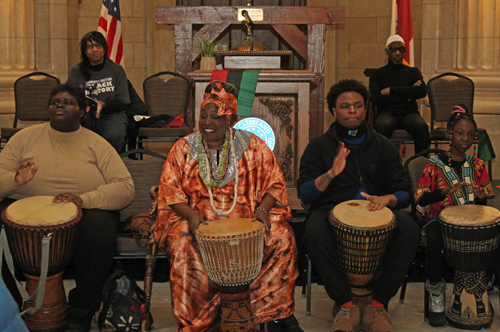 Drums at Black History event in City Hall