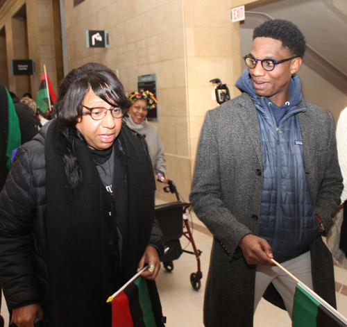 Angela Shute-Woodson and Mayor Justin Bibb