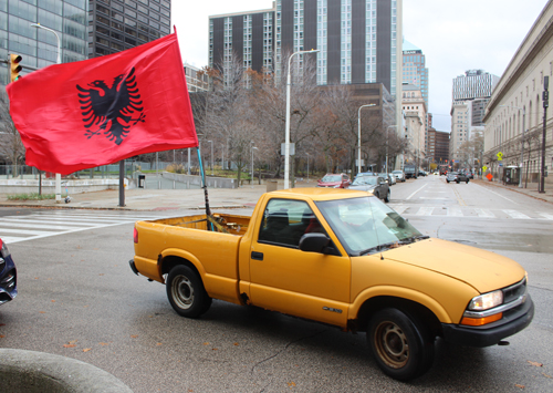 Albania Independence Day event at Cleveland City Hall - car with flag