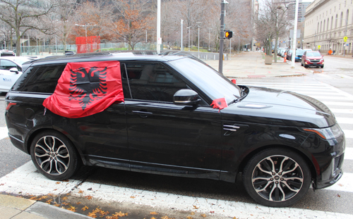 Albania Independence Day event at Cleveland City Hall - car with flag