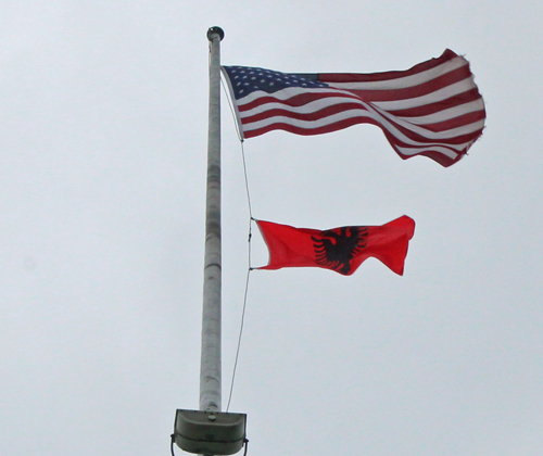 Flag of Albania over Cleveland City Hall