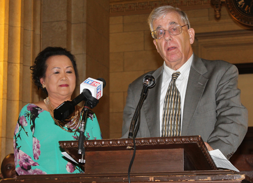 Gia Hoa Ryan and Joe Meissner of Vietnamese Friendship Foundation in Cleveland 