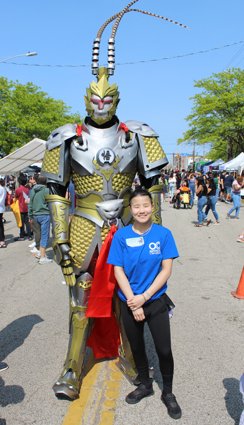 Posing with mascot at Cleveland Asian Festival