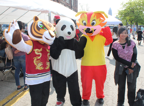 Posing with mascot at Cleveland Asian Festival