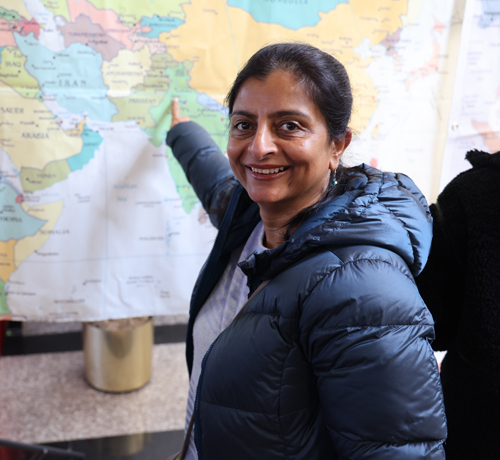 Pointing to map of India