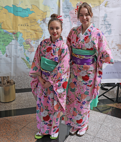 In front of map of Japan