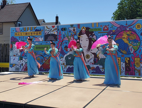Fan dancers at MidTown Cleveland's AsiaTown Children's Day
