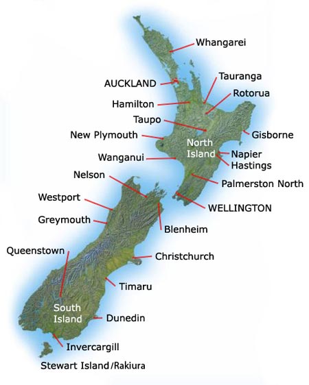 Major cities of New Zealand