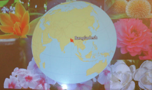 Map of Bangladesh on the globe