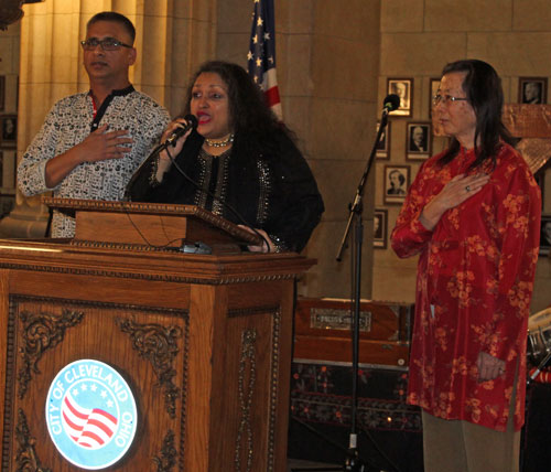 Samia Alam leads the US National Anthem