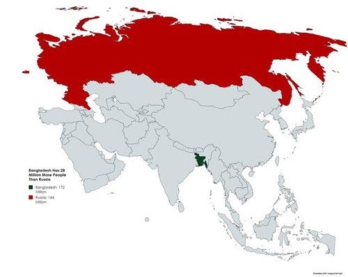 Bangladesh and Russia map