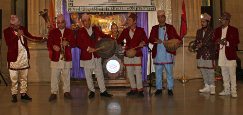 Bhutanese/Nepali musicians perform namaste welcome song