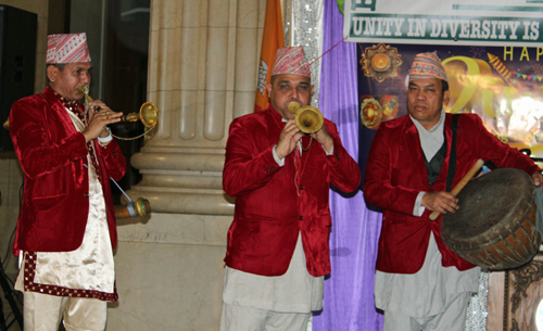 Bhutanese/Nepali musicians perform namaste welcome song
