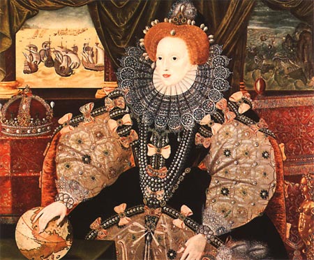 Portrait of Queen Elizabeth I made to commemorate the English victory over the Spanish Armada in 1588.