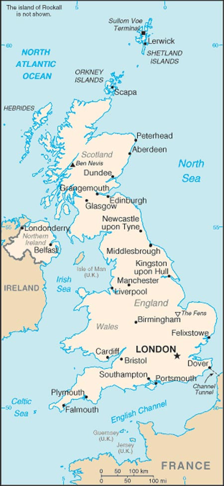 Map of Great Britain and the United Kingdom