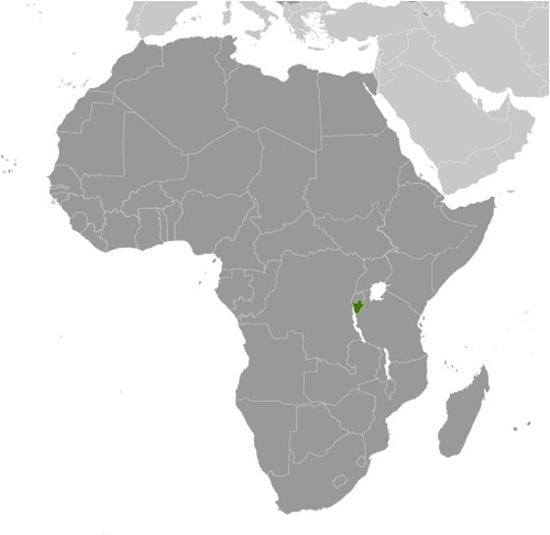 Map of Burundi in Africa