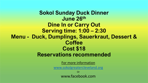 Sokol Duck Dinner