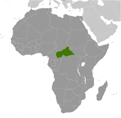 Map of Africa showing Central African Republic