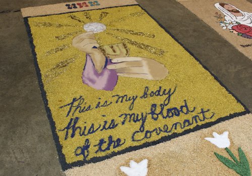 Carpets of Holy Week, Alfombras de Semana Santa at La Sagrada Familia