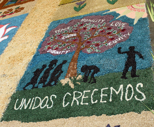 Carpets of Holy Week, Alfombras de Semana Santa at La Sagrada Familia in Cleveland