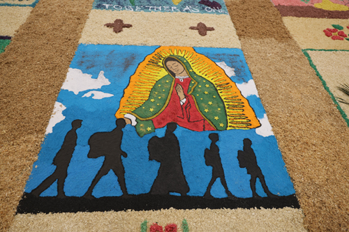 Carpets of Holy Week -  Alfombras de Semana Santa - at La Sagrada Familia Church