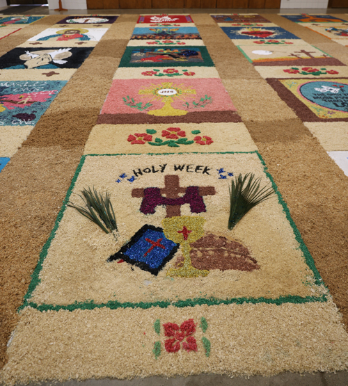 Carpets of Holy Week -  Alfombras de Semana Santa - at La Sagrada Familia Church