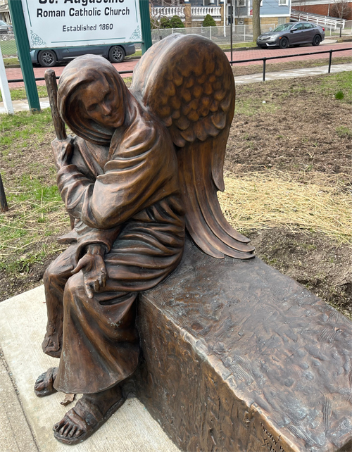 Be Welcoming statue at St Augustine Church in Tremont Cleveland