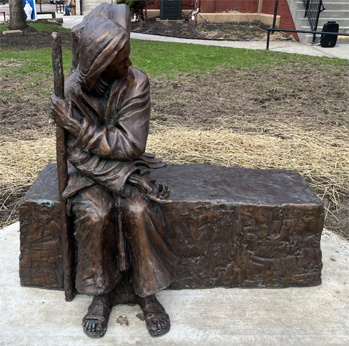 Be Welcoming statue at St Augustine Church in Tremont Cleveland