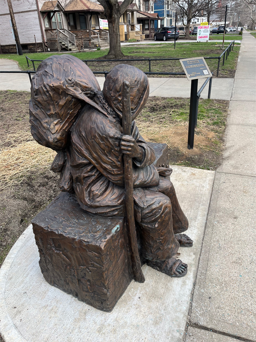 Be Welcoming statue at St Augustine Church in Tremont Cleveland