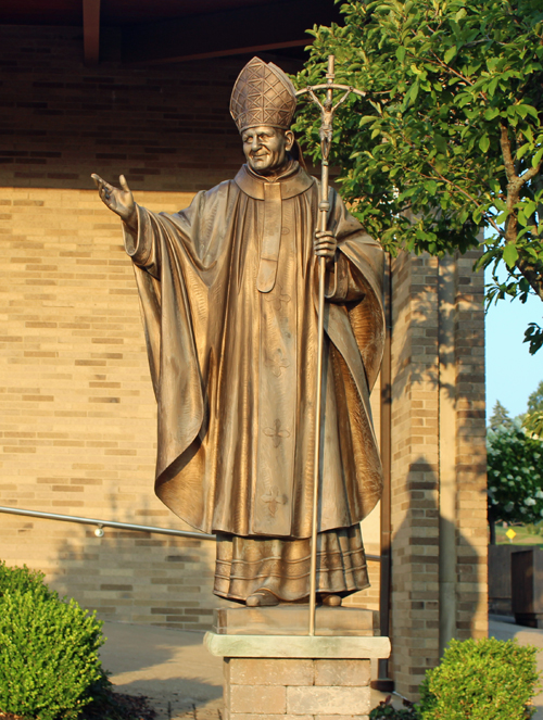 Pope statue at St Columbkille Church in Parma Ohio