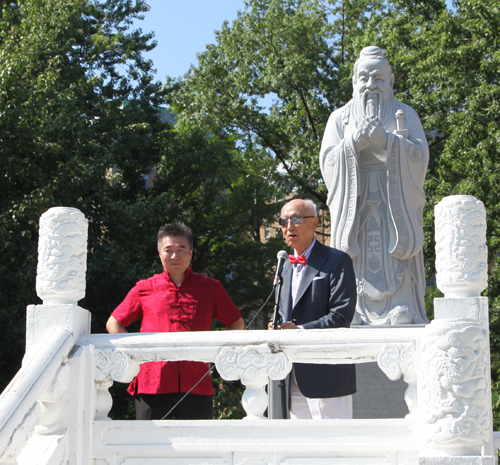 Eddie Ni and Anthony Yen in front of Confucius