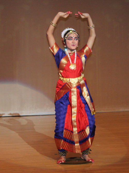 Indian Kuchipudi dance on brass plate by Srinija Adibhatla