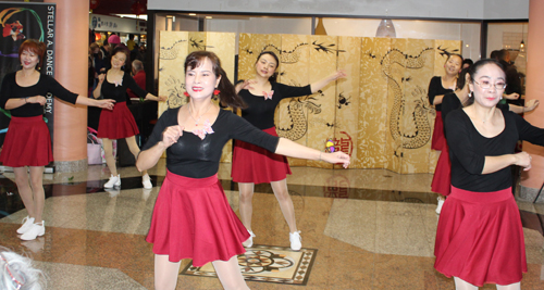 Chinese ladies from the Cleveland Glory Waist Drum Team performed at a Lunar New Year