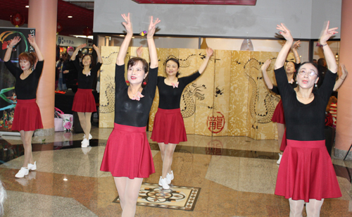 Chinese ladies from the Cleveland Glory Waist Drum Team performed at a Lunar New Year 