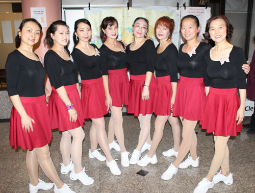 Chinese ladies from the Cleveland Glory Waist Drum Team performed at a Lunar New Year 