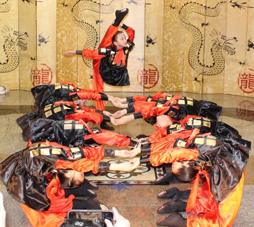 Students performed the Terracotta Warrior Chinese Dance Grand Finale at a Lunar New Year 