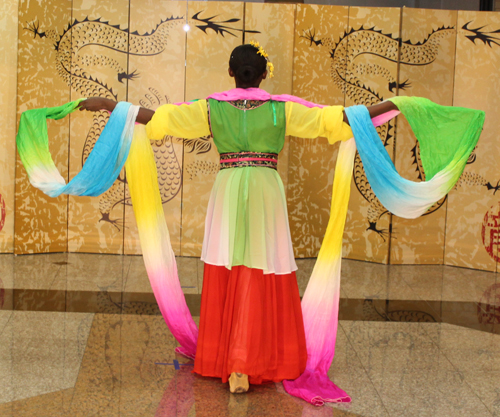 Amazing colorful silk ribbon solo dance at Lunar New Year