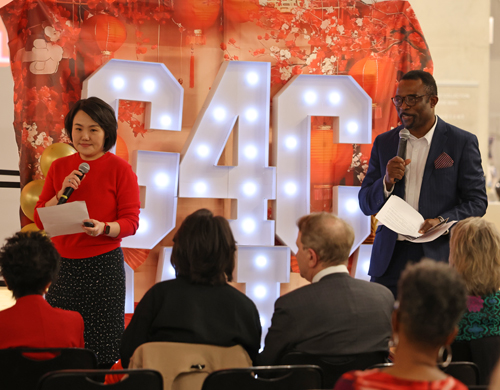 Su he and Obie Okuh present Lifetime Service Award to Chia-Min Chen