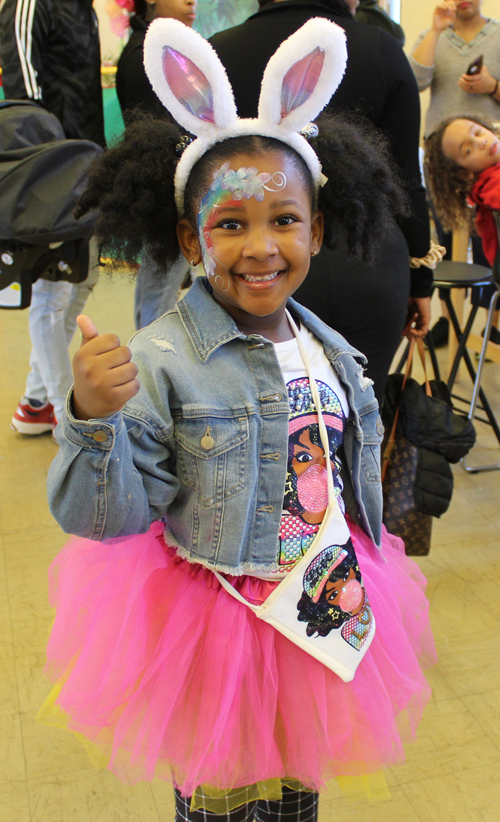 Young girl in bunny ears