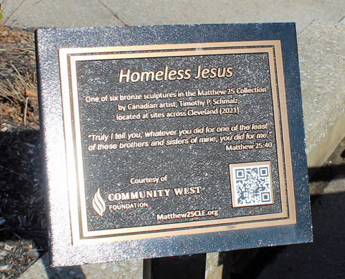 Homeless Jesus figure from Matthew 25 Collection at St Malachi Church in Cleveland