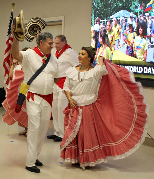 Dancers performing the national dance of Colombia, Cumbia