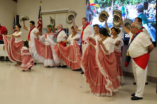 Dancers performing the national dance of Colombia, Cumbia