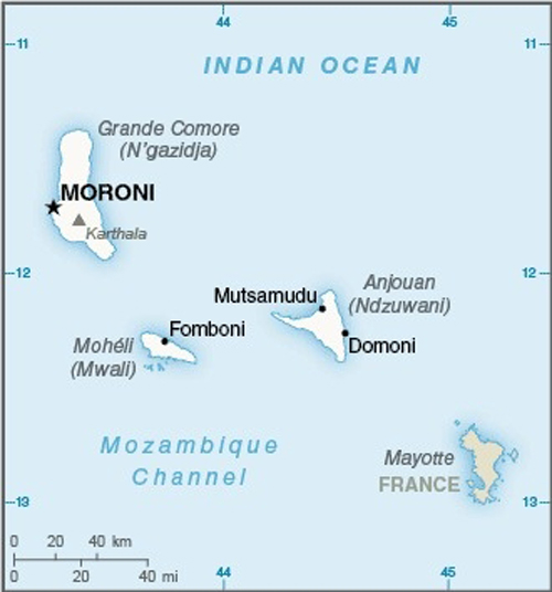 Map of Comoros