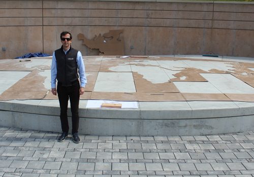 Lakeland Construction's Jose Casanova in front of the stage