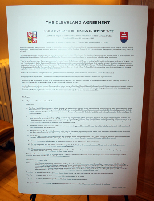 The Cleveland Agreement for Slovak and Bohemina Independence