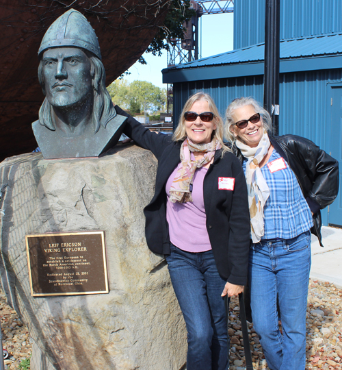 Posing with the bust of Leif Erikson on Leif Erikson Day in Cleveland 2025