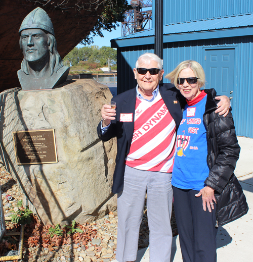 Posing with the bust of Leif Erikson on Leif Erikson Day in Cleveland 2025